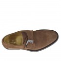 Men's shoe with bucke in tobacco brown suede - Available sizes:  50, 51, 54