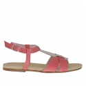 Woman's sandal in fucsia and creme coloured patent leather - Available sizes:  33