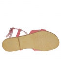 Sandale pour femmes en cuir verni fuchsia et crème - Pointures disponibles:  33