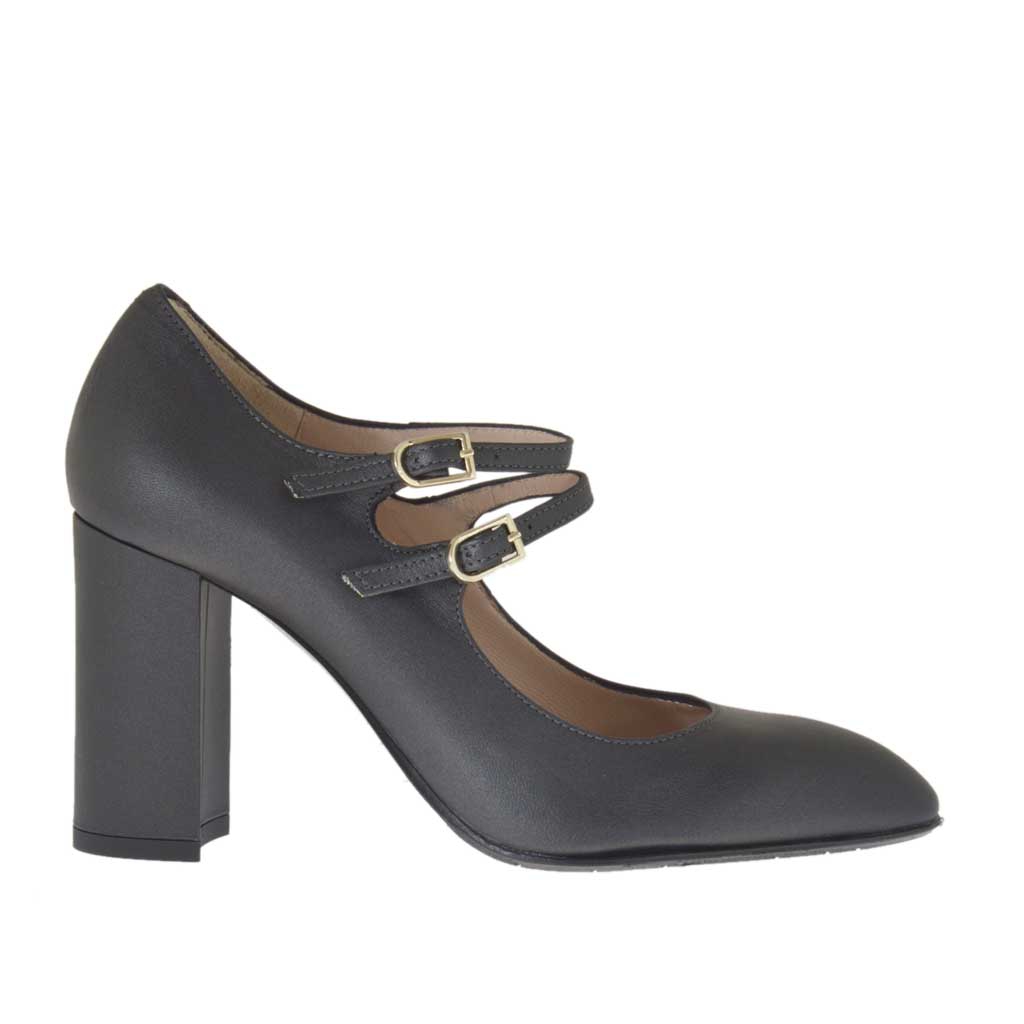Decolté Da Donna Con Due Cinturini In Pelle Color Canna Di