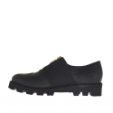 Chaussure avec elastique et fermeture éclair pour femmes en cuir noir talon compensé 3 - Pointures disponibles:  32