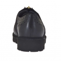 Damenschuh mit Gummiband und Reissverschluss aus schwarzem Leder Keilabsatz 3 - Verfügbare Größen:  32, 33