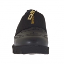 Chaussure avec elastique et fermeture éclair pour femmes en cuir noir talon compensé 3 - Pointures disponibles:  32