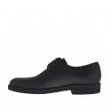 Chaussure derby élégante à lacets pour hommes en cuir noir lisse - Pointures disponibles:  51