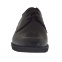Chaussure derby élégante à lacets pour hommes en cuir noir lisse - Pointures disponibles:  51