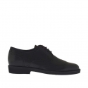 Men's derby shoe with laces and wingtip decorations in black leather - Available sizes:  36