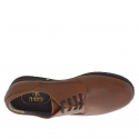Zapato con cordones para hombres en piel de color marron - Tallas disponibles:  47