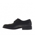 Chaussure pour hommes à lacets et bout Brogue en cuir noir - Pointures disponibles:  51