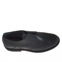 Men's derby shoe with laces and wingtip decorations in black leather - Available sizes:  36