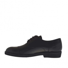 Elégant chaussure derby pour hommes à lacets avec bout droit en cuir noir - Pointures disponibles:  36 2