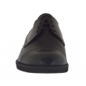 Elegant men's derby shoe with captoe and laces in black leather - Available sizes:  36