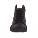 Men's sports ankle-high shoe with laces in black leather - Available sizes:  36, 37