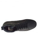 Men's sports ankle-high shoe with laces in black leather - Available sizes:  36, 37