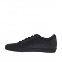 Laced sports shoe for men in black leather  - Available sizes:  36