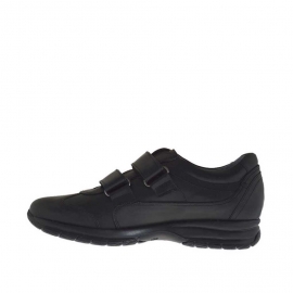 Men's sports shoe with velcro in black leather - Available sizes:  37, 46 2