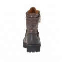 Botines para mujer con cremalleras en piel marron oscuro, imprimida marron y gris pardo tacon 3 - Tallas disponibles:  32