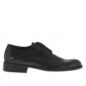 Zapato derby elegante para hombre con cordones en charol de color negro - Tallas disponibles:  36, 37, 47, 48, 49, 50