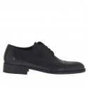 Men's laced derby shoe with captoe in black leather - Available sizes:  38, 49, 50