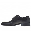Men's laced derby shoe with captoe in black leather - Available sizes:  38, 49, 50