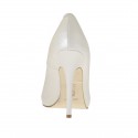 Woman's open toe pump with platform in pearled ivory leather heel 11 - Available sizes:  34, 43, 44