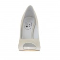 Zapato de salon con punta abierta y plataforma en piel marfil perlado tacon 11 - Tallas disponibles:  34
