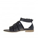 Woman's open shoe with strap and bands in black leather heel 1 - Available sizes:  33