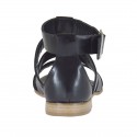 Zapato abierto en tiras con cinturon en piel de color negro tacon 1 - Tallas disponibles:  33