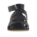 Chaussure ouvert pour femmes avec courroie et bandes en cuir noir talon 1 - Pointures disponibles:  33