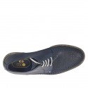 Zapato con cordones para hombre en piel perforada azul - Tallas disponibles:  37, 50