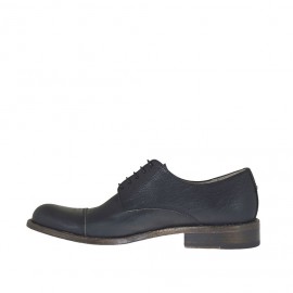 Men's elegant laced shoe with captoe in black leather - Available sizes:  50 2