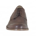 Chaussure elégant à lacets et bout droit pour hommes en cuir antiqué marron - Pointures disponibles:  50