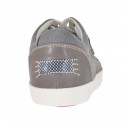 Chaussure sportif à lacets pour hommes en tissu de couleur fumée et cuir gris - Pointures disponibles:  36