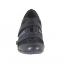 Woman's sports shoe in black and gunmetal leather and suede with velcro straps wedge 5 - Available sizes:  42