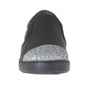 Chaussure pour femmes avec elastiques en cuir noir avec paillettes argent talon compensé 2 - Pointures disponibles:  32