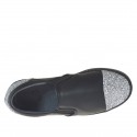 Chaussure pour femmes avec elastiques en cuir noir avec paillettes argent talon compensé 2 - Pointures disponibles:  32