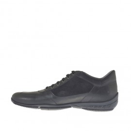 Men's laced sports shoe in black suede and leather - Available sizes:  47 2