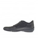 Zapato deportivo con cordones para hombre en gamuza y piel negra - Tallas disponibles:  47