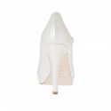Zapato de salon para mujer con cinturon y plataforma en piel de color marfil perlado tacon 10 - Tallas disponibles:  44