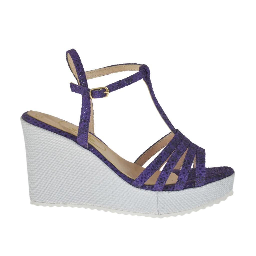 purple wedge heel shoes