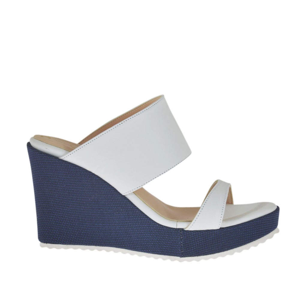 white leather wedge