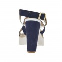 Sandale pour femmes en cuir blanc et daim bleu talon 9 - Pointures disponibles:  42