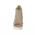 Escarpin à bout ouvert pour femmes avec fermeture éclair en daim de couleur sable talon 9 - Pointures disponibles:  42