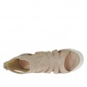 Scarpa da donna aperta in punta con cerniera in camoscio color sabbia tacco 9 - Misure disponibili: 42