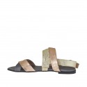 Woman's sandal in platinum, copper and steel laminated leather heel 1 - Available sizes:  32