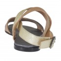 Woman's sandal in platinum, copper and steel laminated leather heel 1 - Available sizes:  32