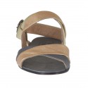 Sandale pour femmes en cuir lamé platine, cuivre et acier talon 1 - Pointures disponibles:  32