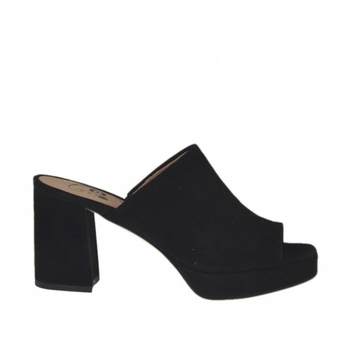 suede mules block heel