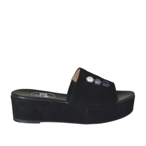 womens black suede mules