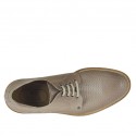 Men's casual laced derby shoe in taupe leather and printed leather - Available sizes:  47