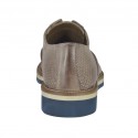 Men's causal shoe with elastic and optional laces in taupe printed leather - Available sizes:  46, 47, 48